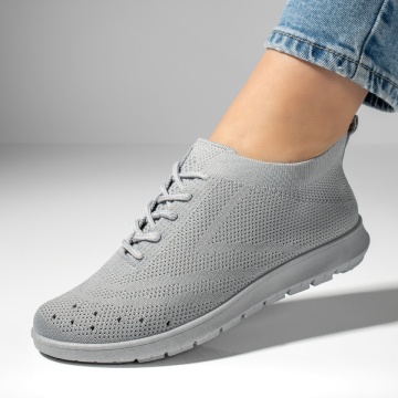 Pantofi sport dama cu siret si perforatii gri MOD13054, 3, modlet.ro
