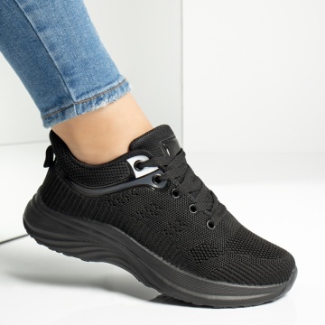 Pantofi sport dama cu siret si talpa groasa negri MOD13220, 3, modlet.ro