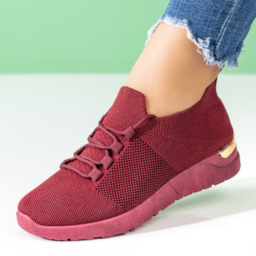 Pantofi sport dama cu siret visinii MOD08521, 4, modlet.ro