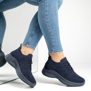 Pantofi sport dama cu talpa groasa albastru inchis MOD13235, 4, modlet.ro