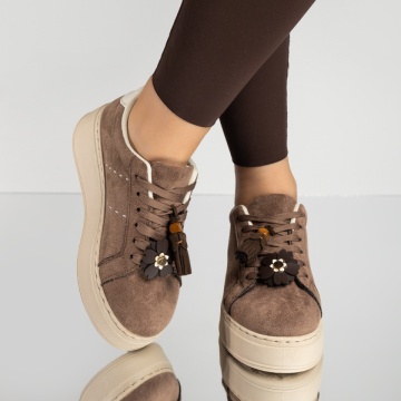 Pantofi sport dama cu talpa groasa maro suede MOD14212, 2, modlet.ro