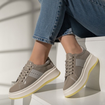 Pantofi sport dama gri din Piele naturala MOD11707, 3, modlet.ro