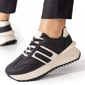Pantofi sport dama negri cu bej MOD09696, 1, modlet.ro