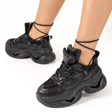 Pantofi sport dama negri cu talpa groasa MOD10075, 3, modlet.ro