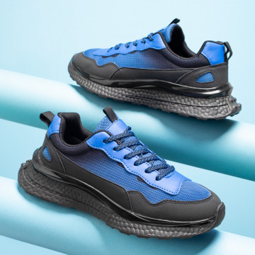 Pantofi sport negri cu albastru barbati MOD10191, 3, modlet.ro