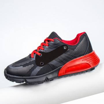 Pantofi sport negri cu rosu barbati MDL03246