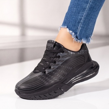 Adidasi dama, Pantofi sport negri unisex cu siret MOD06746, modlet.ro