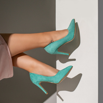 Pantofi Stiletto verzi suede dama cu toc subtire MOD06497, 3, modlet.ro