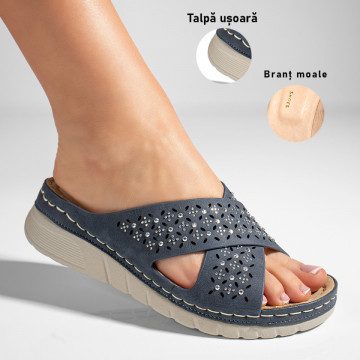 Papuci casual cu platforma dama albastri DORA2, 3, modlet.ro