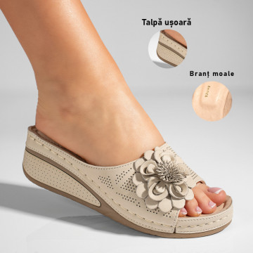 Papuci casual cu platforma dama bej MOD11339, 3, modlet.ro