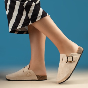 Papuci casual dama cu catarama bej suede MOD13445, 2, modlet.ro