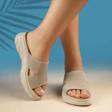 Papuci casual dama cu platforma bej MOD13842, 4, modlet.ro