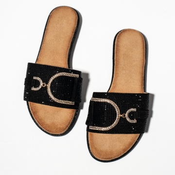 Papuci casual dama cu strasuri negri EVA35, 2, modlet.ro