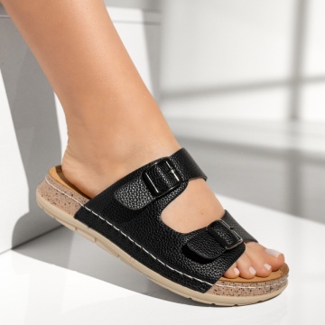 Papuci casual dama cu talpa groasa negri MOD13591, 2, modlet.ro