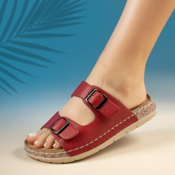 Papuci casual dama cu talpa groasa rosii ZEF13591, 4, zeforia.ro