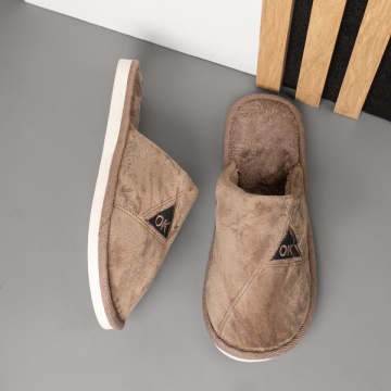 Papuci si slapi barbati, Papuci de casa khaki barbati MOD14020, modlet.ro