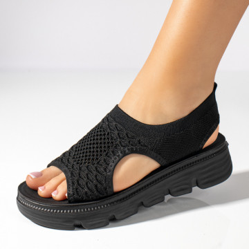 Sandale dama cu perforatii si talpa groasa negre LIA75