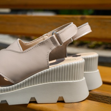 Sandale dama cu platforma bej inchis din Piele naturala MOD13279, 2, modlet.ro