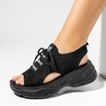 Sandale cu platforma, Sandale dama cu platforma negre EVA58, modlet.ro