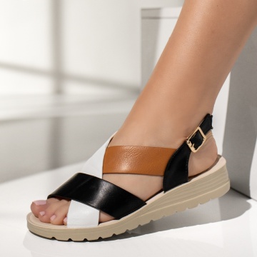 CUPON, Sandale dama cu platforma negru cu alb EVA36, modlet.ro