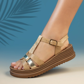 Sandale dama cu platforma si bareta bej MOD13680, 3, modlet.ro