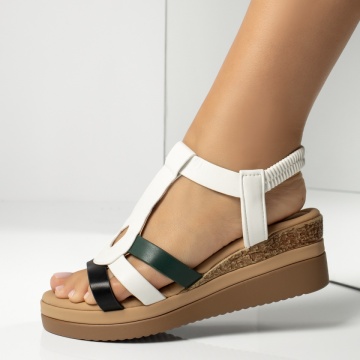 Sandale dama cu platforma si bareta elastica albe MOD13878, 2, modlet.ro