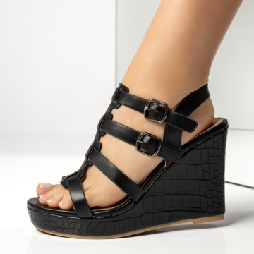 Sandale dama cu platforma si bareta negre MOD11499, 2, modlet.ro