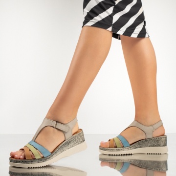 Sandale dama cu platforma si bartea bej din Piele naturala ZEF13631, 3, zeforia.ro
