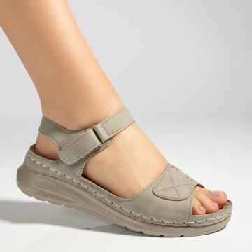 Sandale dama cu platforma si inchidere cu scai gri MOD13389, 2, modlet.ro