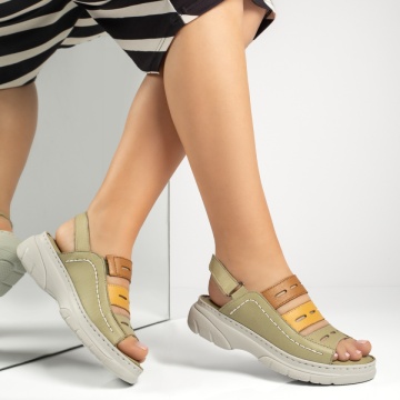 Sandale dama cu platforma si scai verzi din Piele naturala MOD13632, 3, modlet.ro