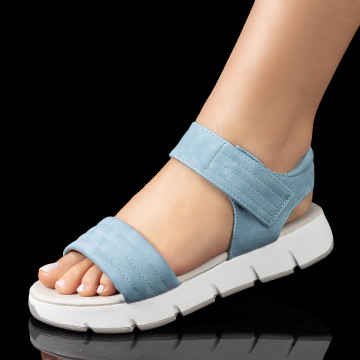 Sandale dama cu talpa joasa si inchidere cu scai albastre MOD08744, 2, modlet.ro