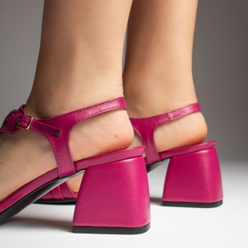 Sandale dama cu toc gros roz din Piele naturala MOD13451, 4, modlet.ro