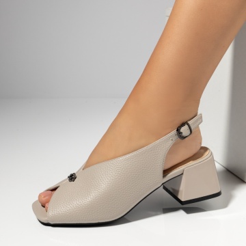 Sandale dama cu toc gros si bareta gri MOD14346