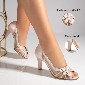 Sandale dama cu toc subtire roz din Piele naturala MOD11385, 3, modlet.ro