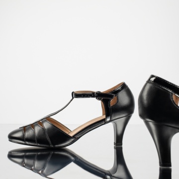 Sandale dama cu toc subtire si bareta negre MOD13744, 2, modlet.ro