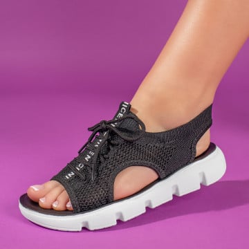 Sandale dama, Sandale dama negre cu talpa joasa DORA14, modlet.ro