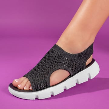 Sandale dama, Sandale dama negre cu talpa joasa DORA16, modlet.ro