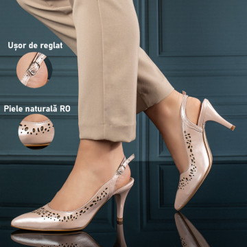 Sandale dama roz perforate cu toc subtire din Piele naturala MOD11306, 3, modlet.ro