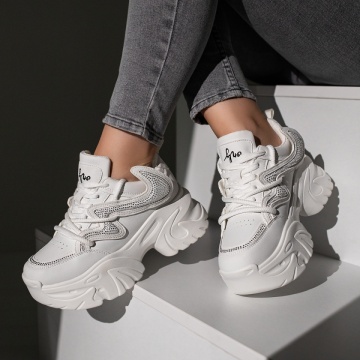 Sneakers dama albi cu siret si talpa groasa MOD11730, 3, modlet.ro