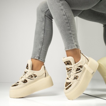 Sneakers dama cu imprimeu bej MOD13948, 3, modlet.ro